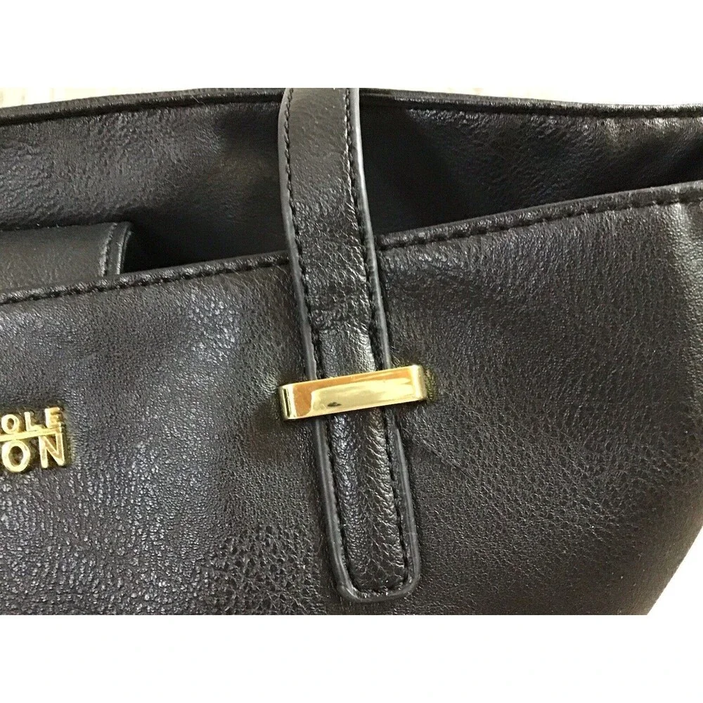 Kenneth Cole Reaction Tote Black Gold Color Block Medium Classic Preppy - Picture 4 of 10